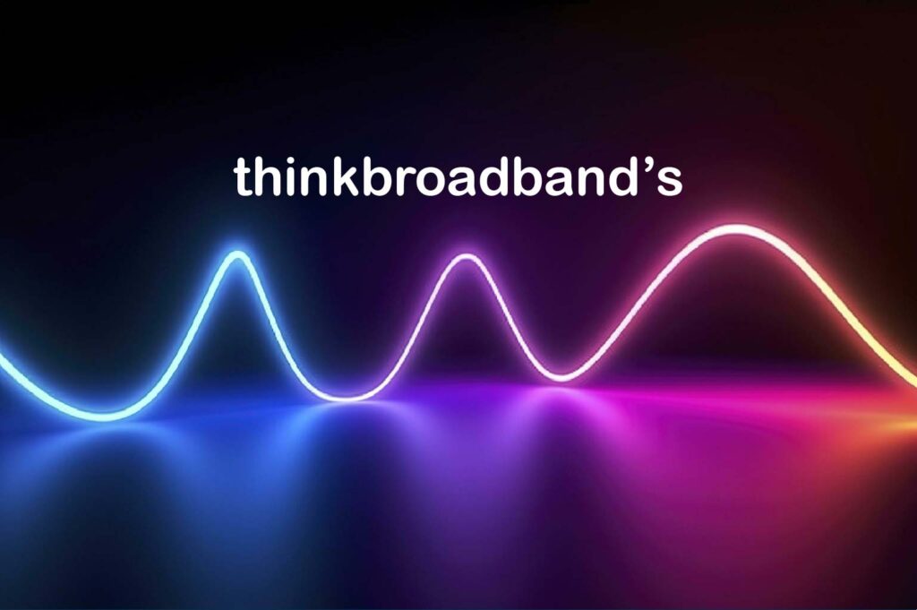 ThinkBroadband speed test banner image showing internet connectivity waves